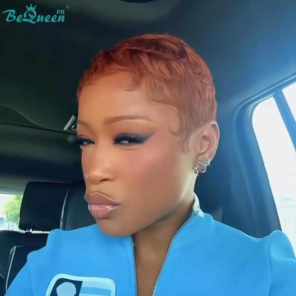 BeQueen  "Suey" Perruques Pixie Lisse Courte à la machine Super courte Couleur Orange