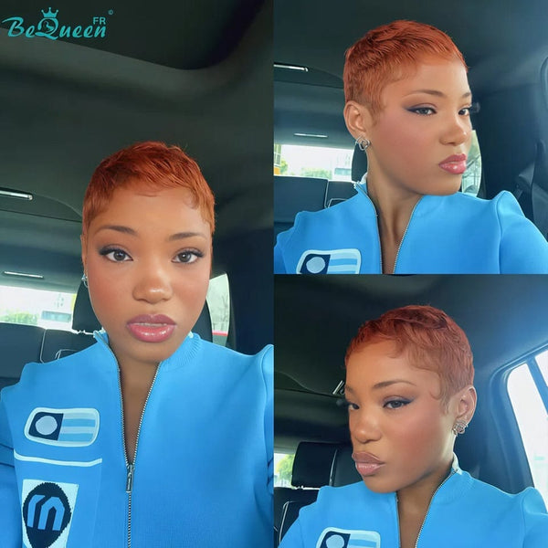 BeQueen  "Suey" Perruques Pixie Lisse Courte à la machine Super courte Couleur Orange