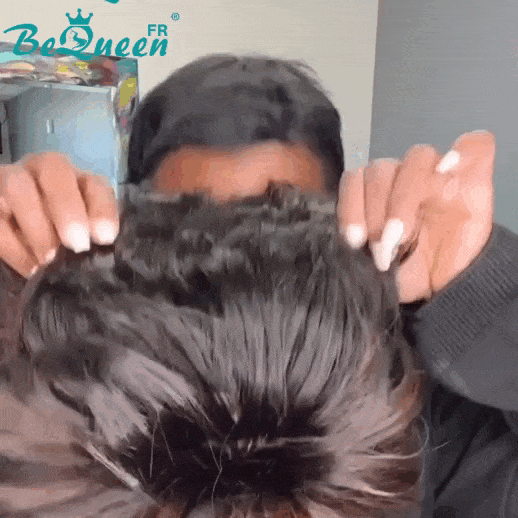 BeQueen  "Suly" Perruques Pixie Lisse Courte à la machine Noir mix marron