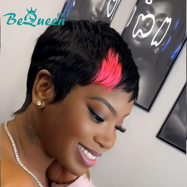 Bequeen “Alfredo” Straight Pixie Wigs with Machine Bangs