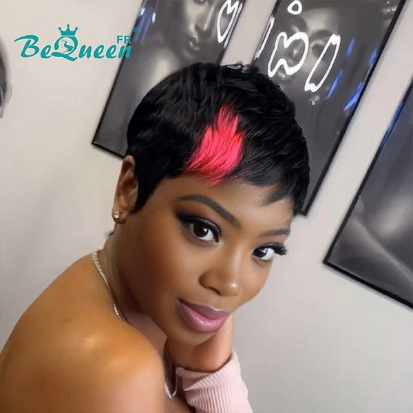 Bequeen “Alfredo” Straight Pixie Wigs with Machine Bangs