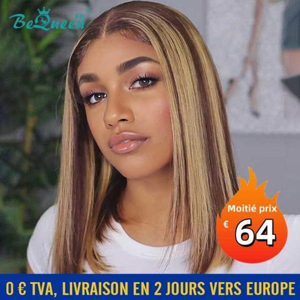 BeQueen "Bonnie" Peluca Bob Marrón mezcla Miel Lisa con Lace Closure 4X4 En Francia al medio precio