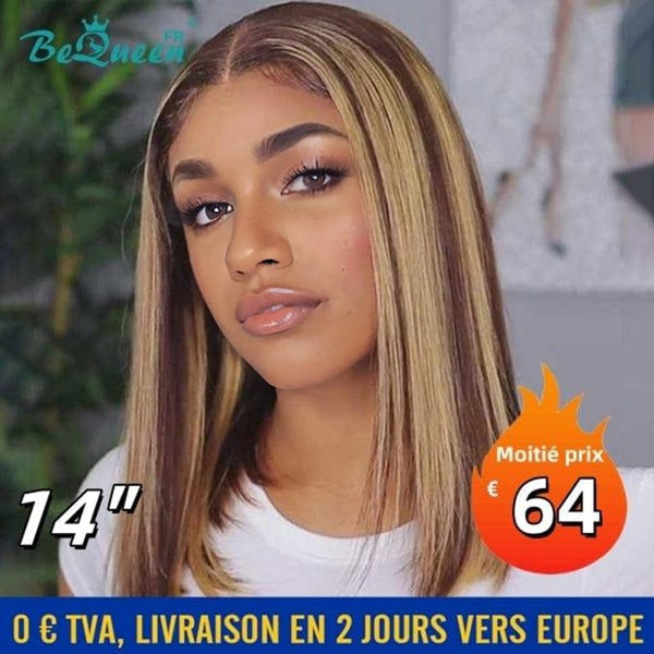 BeQueen "Bonnie" Peluca Bob Marrón mezcla Miel Lisa con Lace Closure 4X4 En Francia al medio precio