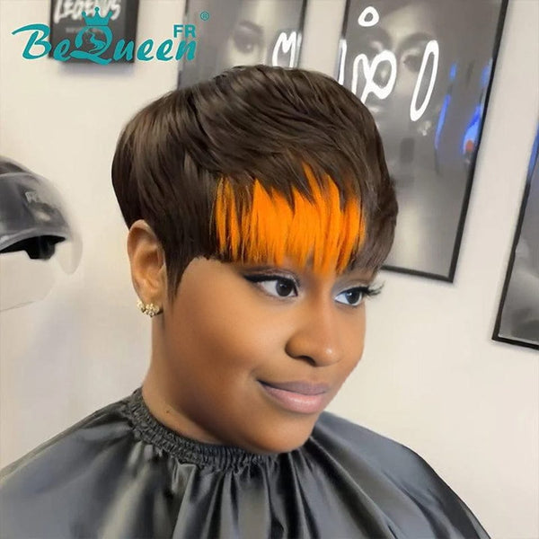 Bequeen “Cristina” Straight Pixie Wigs with Machine Bangs