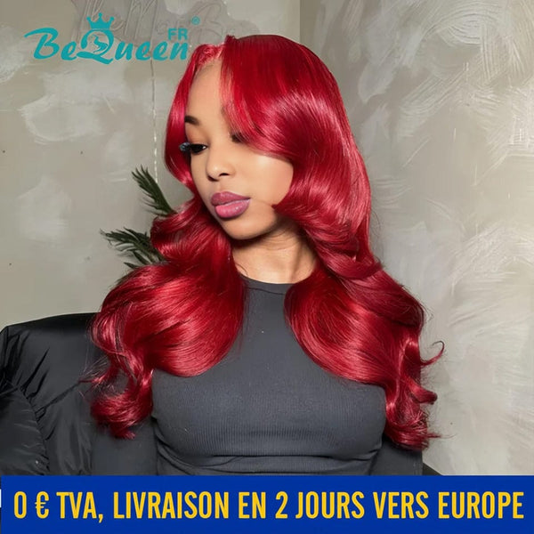 BeQueen "Dania" lange Perücke mit Body-Wave und Spitzenfront 13X4 Rot in Frankreich zum halben Preis. 