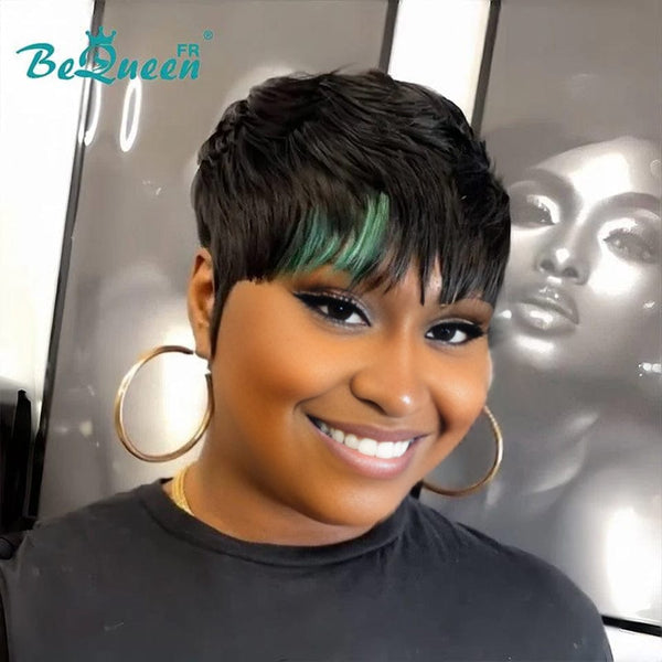 Bequeen “Eduardo” Straight Pixie Wigs with Machine Bangs