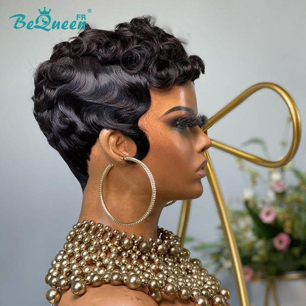 BeQueen ¡°Hilde¡± Machine Curly Pixie Wig