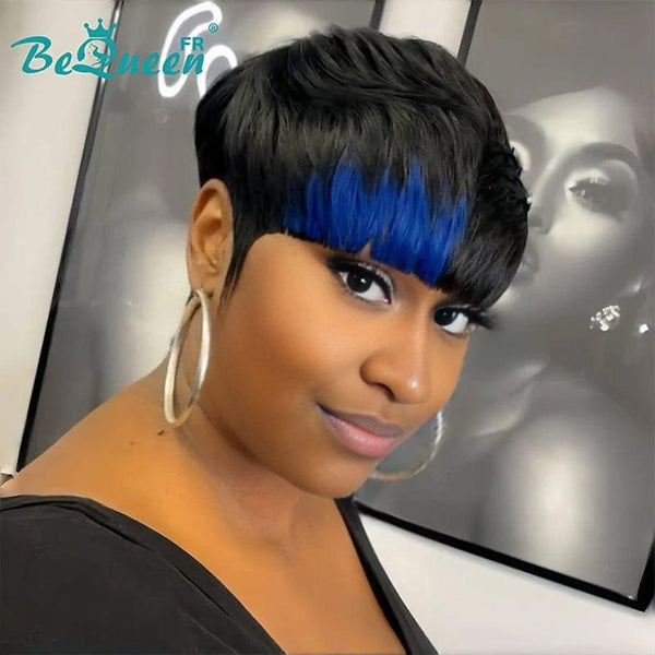 Bequeen “Juan” Straight Pixie Wigs with Machine Bangs