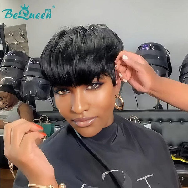 Bequeen “Liza” Straight Pixie Wigs with Machine Bangs