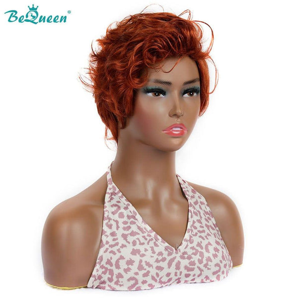 Bequeen Peruca Pixie Encaracolada Laranja Gengibre na Máquina