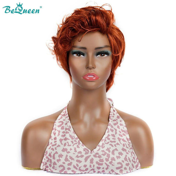 Bequeen Peruca Pixie Encaracolada Laranja Gengibre na Máquina