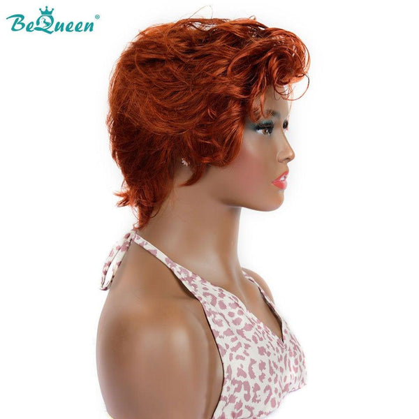 Bequeen Peruca Pixie Encaracolada Laranja Gengibre na Máquina