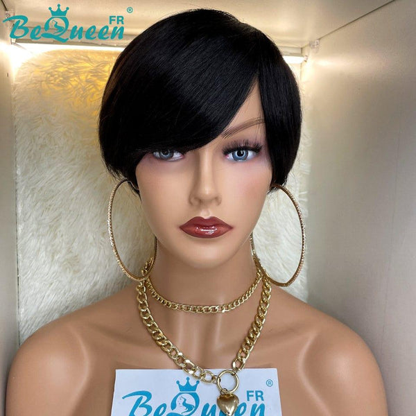 BeQueen Maschinenglatte Pixie-Perücke 