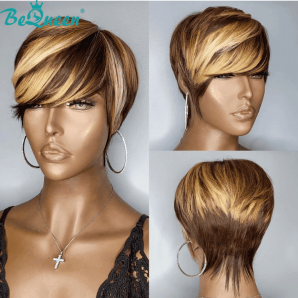 Bequeen Perruque Pixie Lisse Courte Vintage à la machine Petit Prix FOU