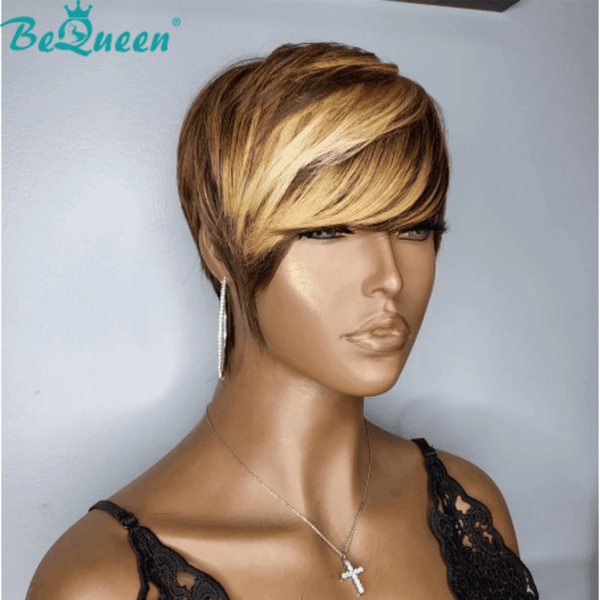 Bequeen Perruque Pixie Lisse Courte Vintage à la machine Petit Prix FOU