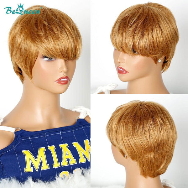 Perruca "Sue" Bequeen Pixie Liso con fleco Rubio a máquina 