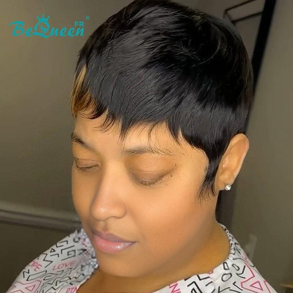 Bequeen “Rita” Straight Pixie Wigs with Machine Bangs