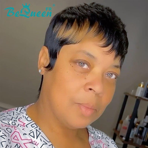 Bequeen “Rita” Straight Pixie Wigs with Machine Fringe