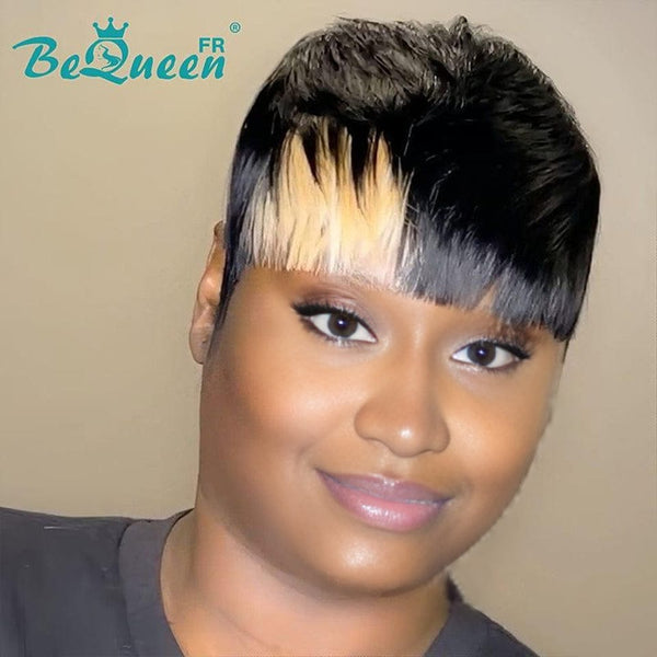 Bequeen “Rui” Straight Pixie Wigs with Bangs Machine Made
