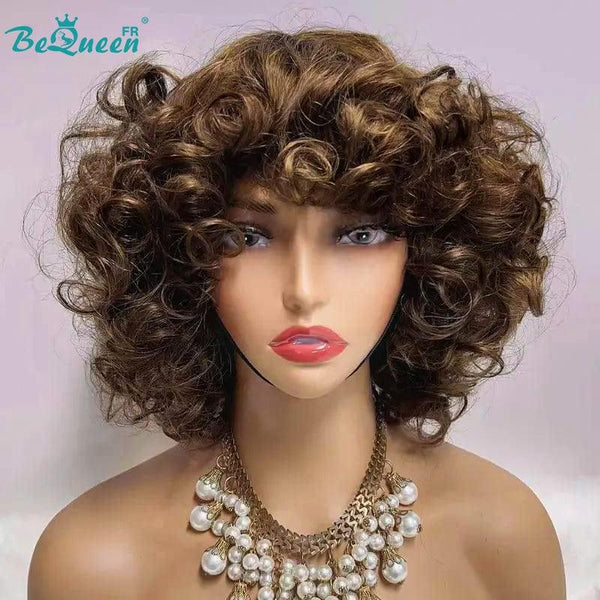 BeQueen "Stella" Perruque Bob Egg Wave avec frange à la Machine Marron mix Miel Petit Prix FOU