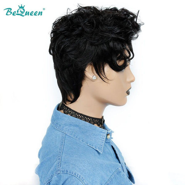 Pixie Curly Wigs 100% Human Hair, Machine Made 
