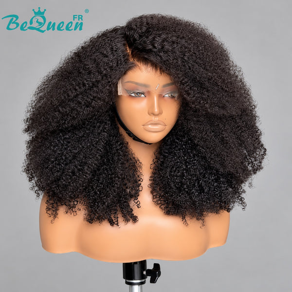 BeQueen "Addi" Peruca Bob Afro Encaracolado 10 polegadas Lace Frontal 13X4 Sem Cola Peruca Natural