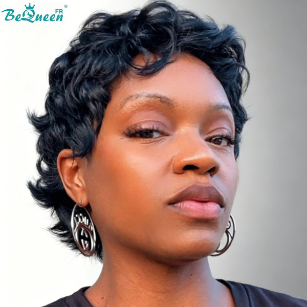 Bequeen Peruca "Suey" lisa feita à máquina Preto misto mel 100% cabelo humano estilo 6