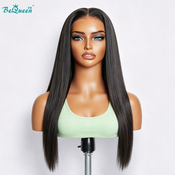BeQueen "Mina" Perruque Longue noir Lisse sans colle 100% raw hair bonne qualité peut durer 20 ans