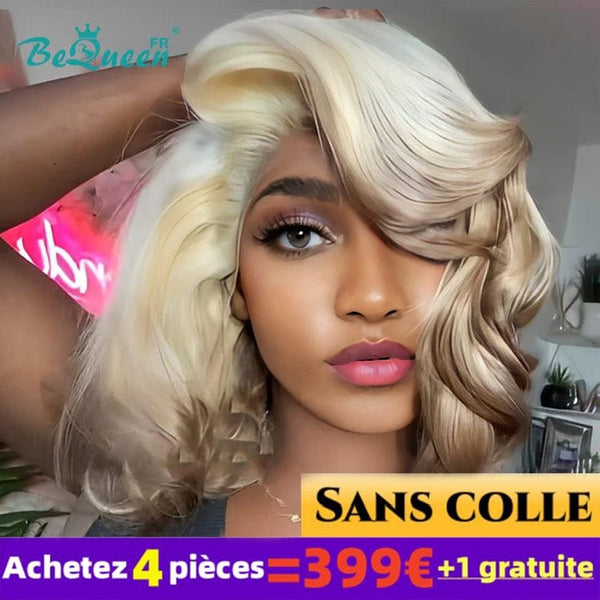 BeQueen 399 € = 4 „Lindsay“-Perücken, federnde Locken, leimlose Spitzenperücke, 13 x 4 cm 