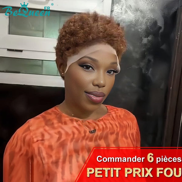BeQueen "Edwina" Pixie Afro curl Wig with 13x4 Lace Frontal Brown CRAZY Low Price