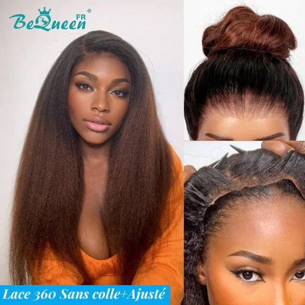 BeQueen "Eirian" Perruque Longue Lace 360 KInky Straight avec Bande de Réglage Invisible Prêt à porter Sans Colle+ Pré-blanchiment Petit Prix FOU
