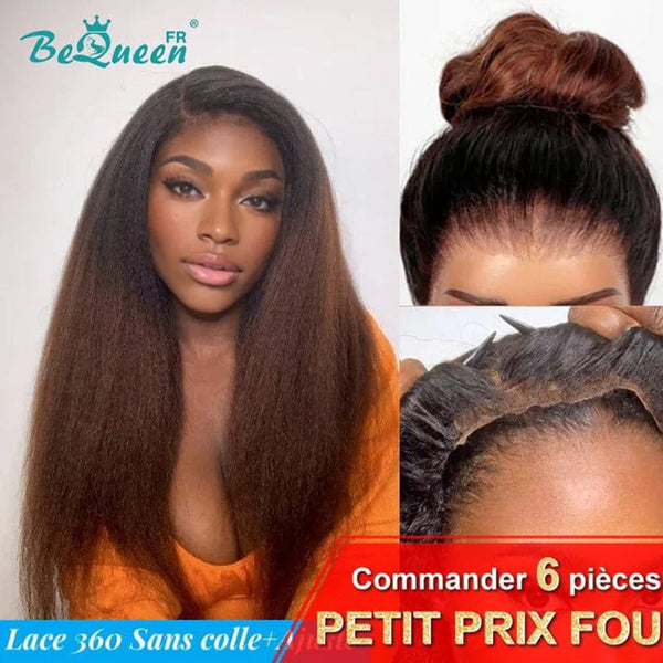 BeQueen "Eirian" Perruque Longue Lace 360 KInky Straight avec Bande de Réglage Invisible Prêt à porter Sans Colle+ Pré-blanchiment Petit Prix FOU