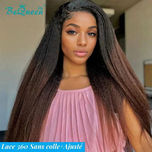 BeQueen "Eirian" Perruque Longue Lace 360 KInky Straight avec Bande de Réglage Invisible Prêt à porter Sans Colle+ Pré-blanchiment Petit Prix FOU