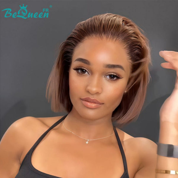 BeQueen „Helene“ Bob-Braunhaarperücke mit Spitzenfront 13*4 ohne Kleber, günstiger Preis als verrückt. 