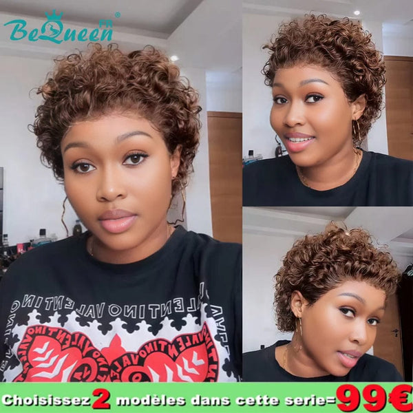 BeQueen 99€=2 perruques "coco"  Perruque Pixie curly Marron Sans colle