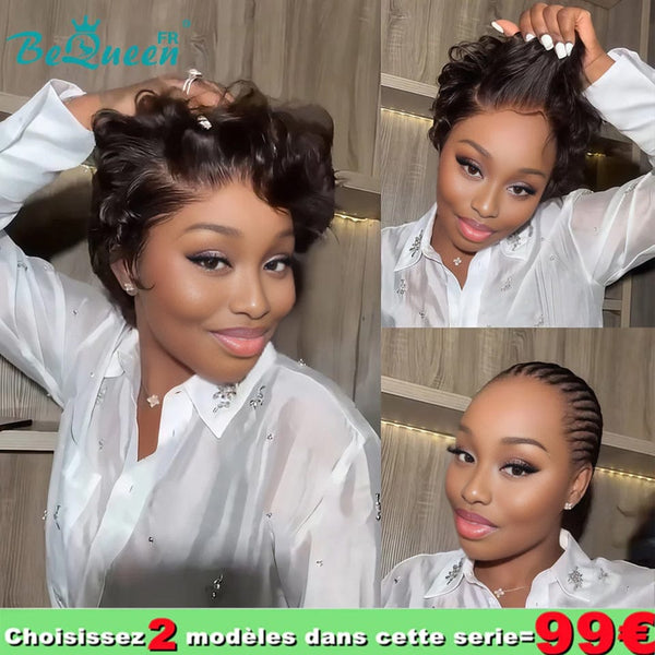 BeQueen 99€=2 perruques "suwe"  Perruque Noir avec sans colle